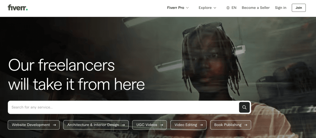 Fiverr homepage screenshot