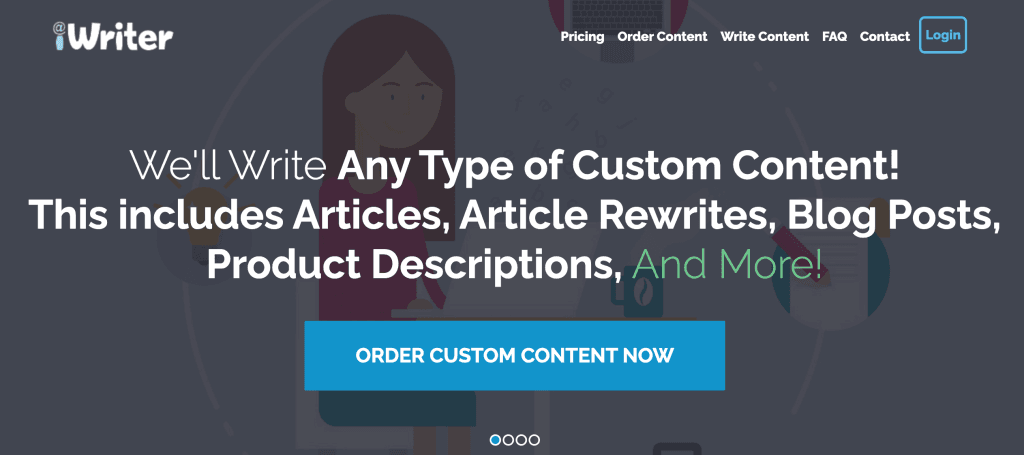 iWriter homepage screenshot