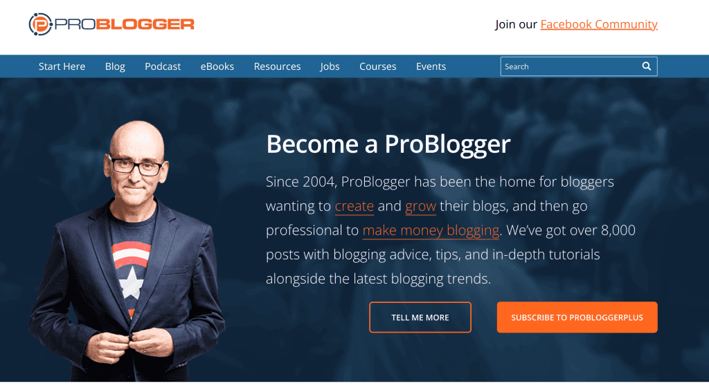ProBlogger homepage screenshot