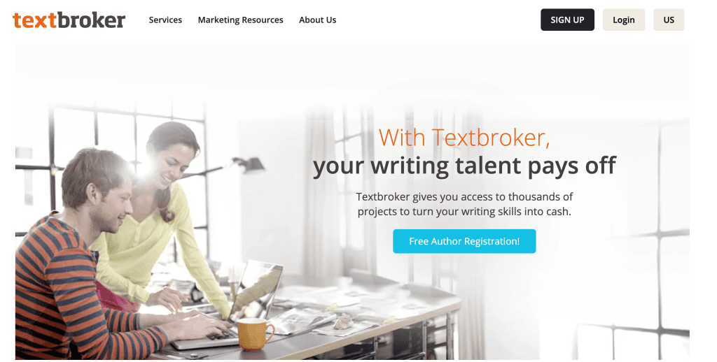 Textbroker homepage screenshot