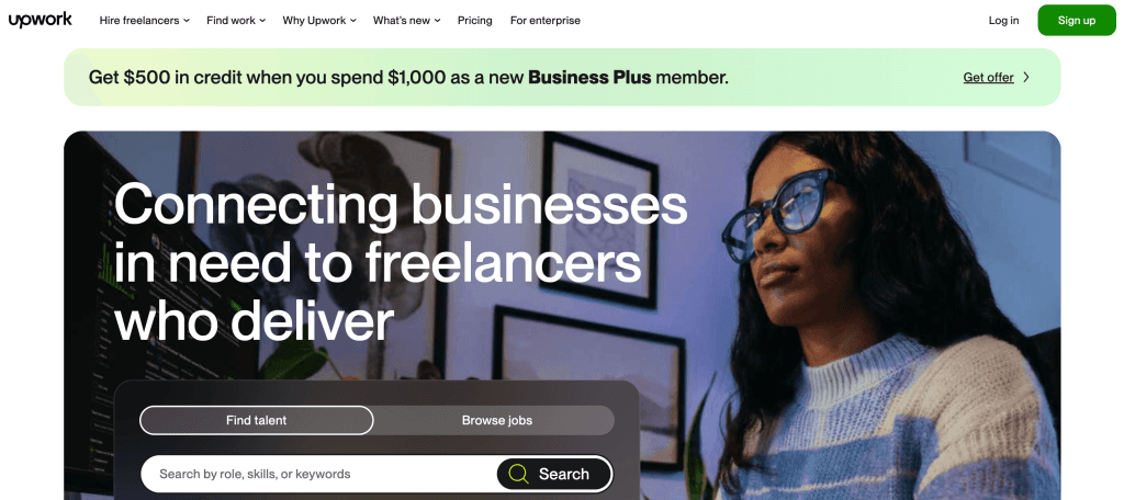 Upwork homepage screenshot
