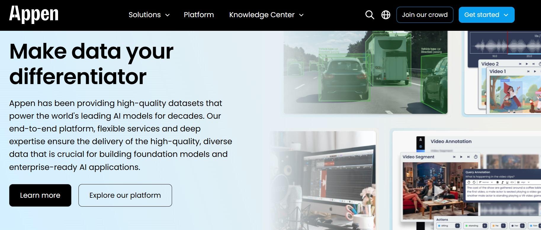 Appen homepage screenshot
