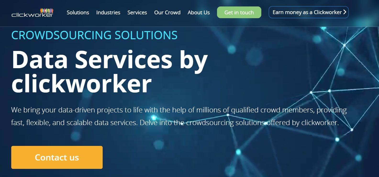 Clickworker homepage screenshot