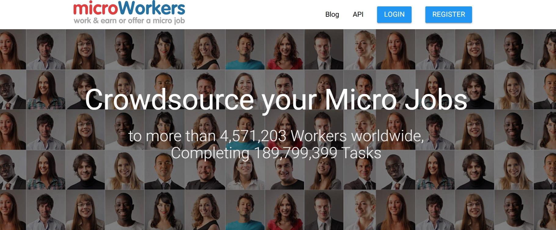 Microworkers homepage screenshot