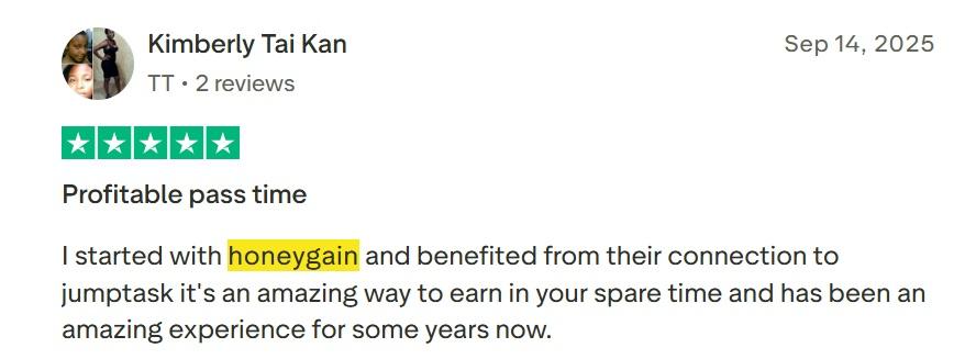 Honeygain review from Trustpilot