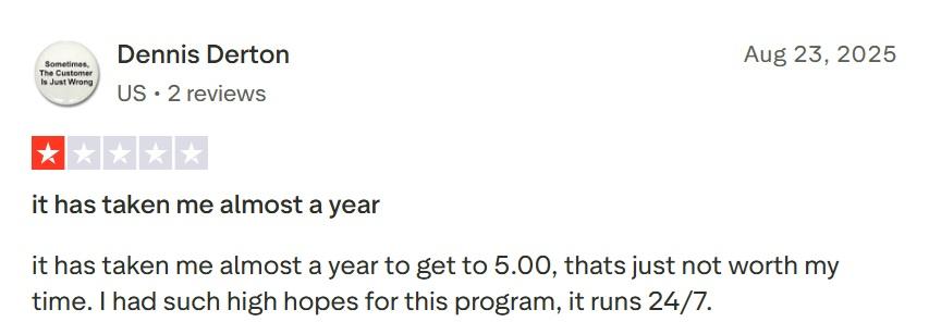 PacketStream review from TrustPilot