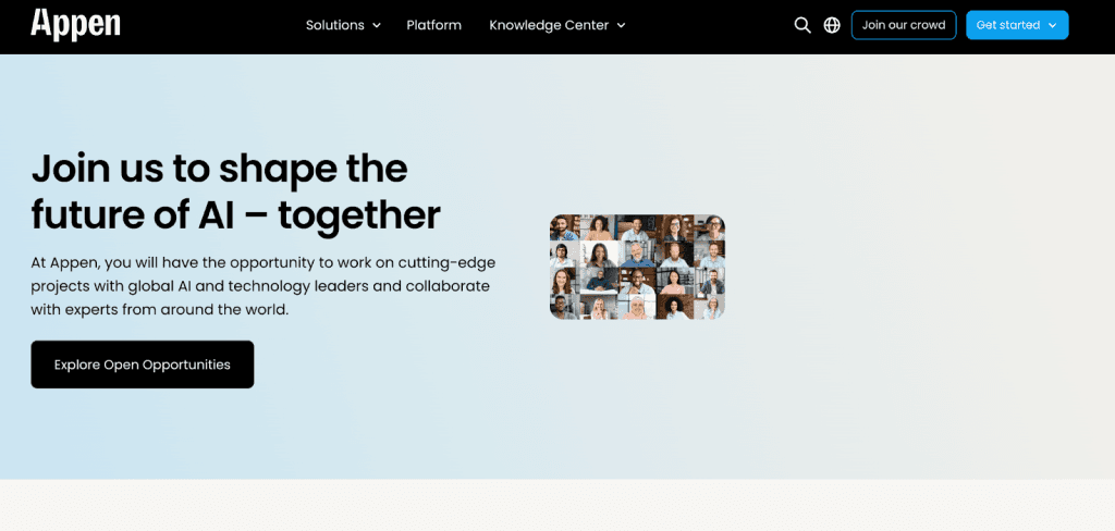 Appen homepage screenshot